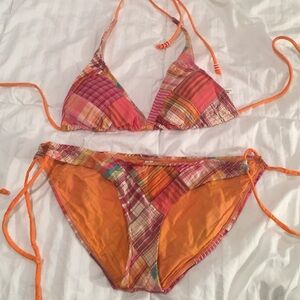 Madras plaid cotton bikini